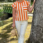 Jayne Stripe Top - Orange & Ivory