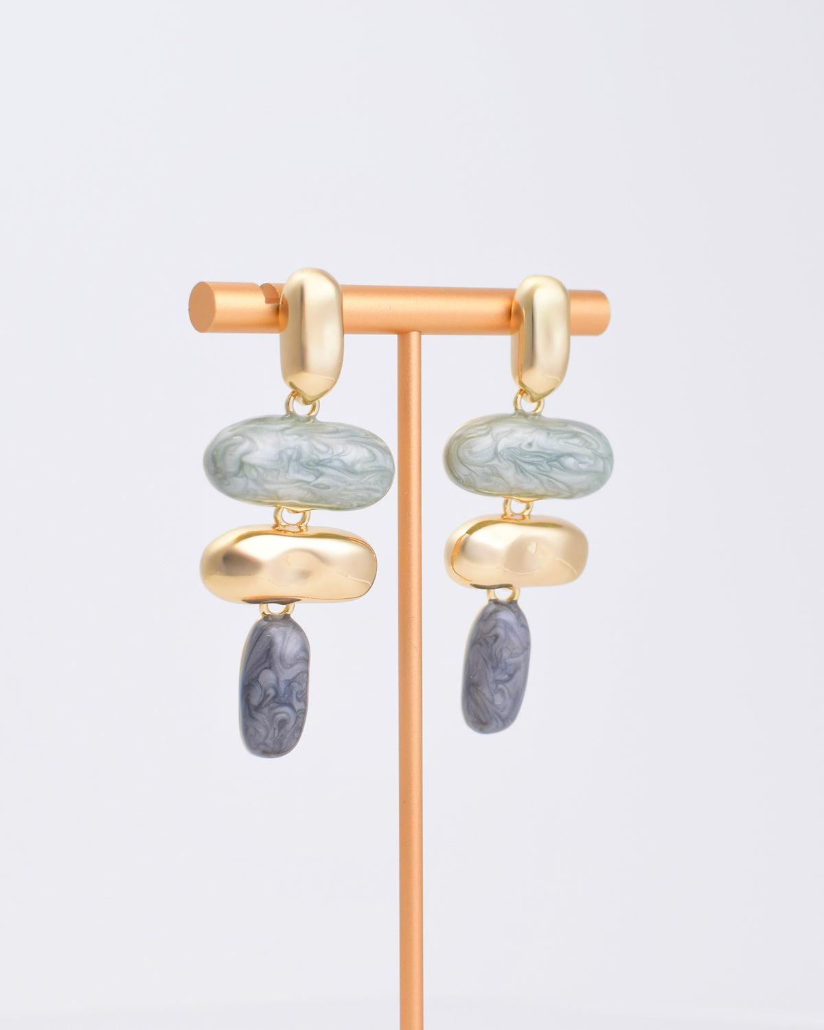 Sage Geometric Drop Earrings