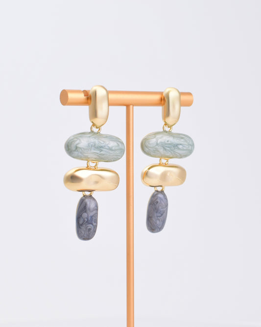Sage Geometric Drop Earrings