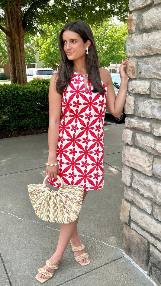 White & Red Pinwheel Dress