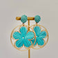 Raffia Flower Earrings - Turquoise