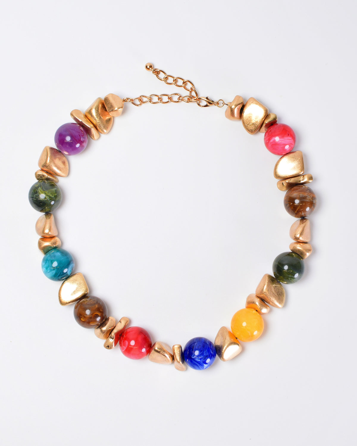 Multi Color & Gold Bead Necklace