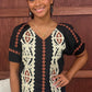 Ivy Jane Applique V-Neck Top - Black