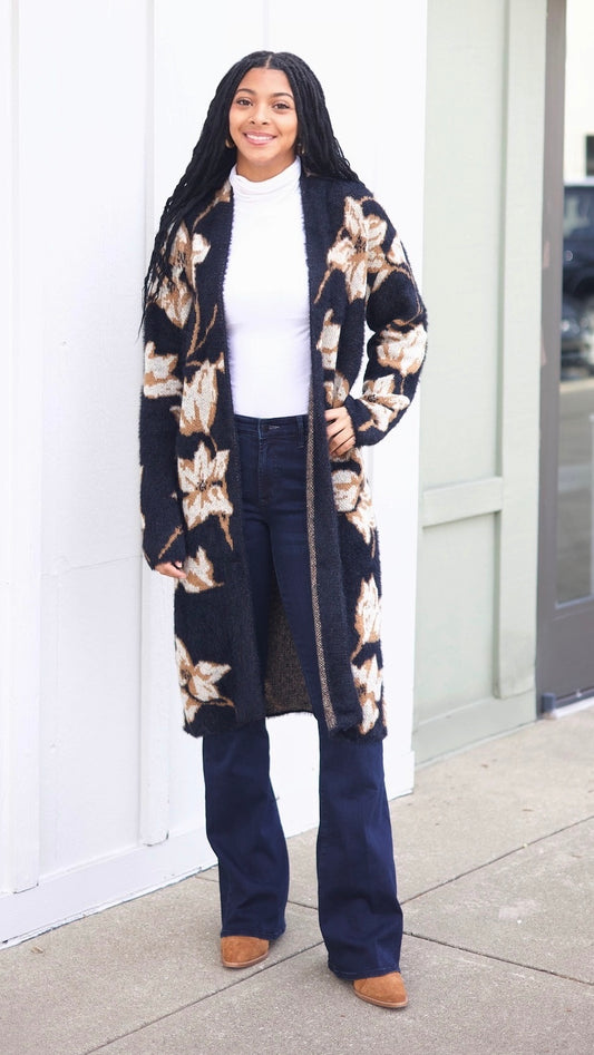 Emory Floral Intarsia Duster Cardigan