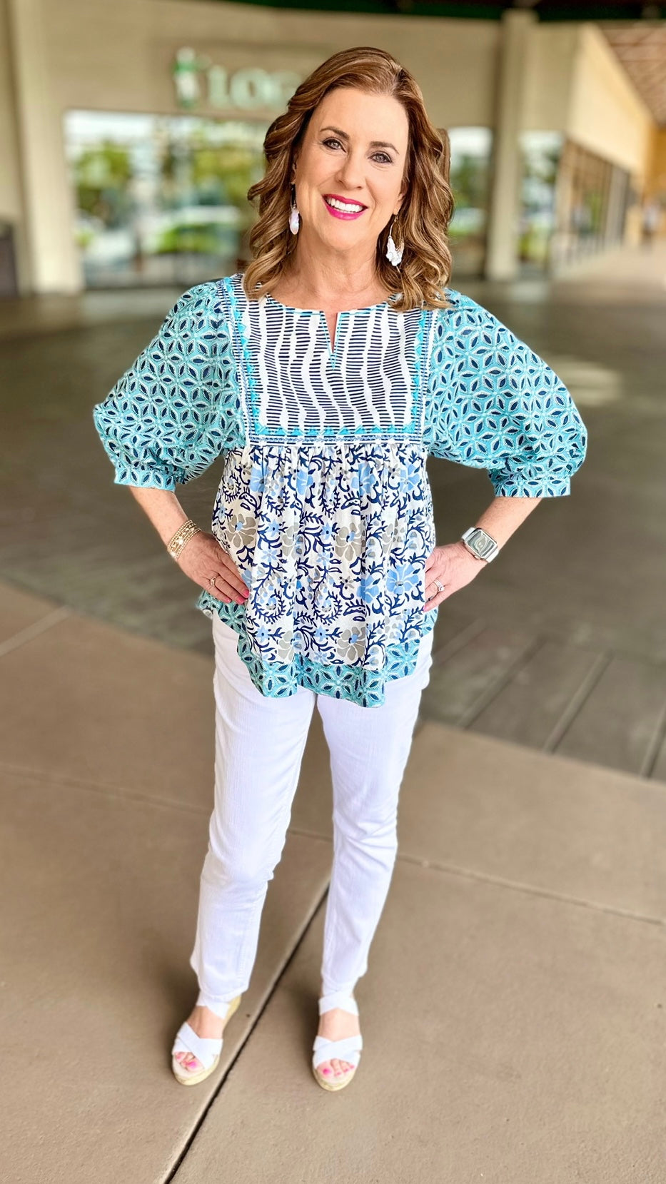 Ivy Jane Many Blues Babydoll Blouse