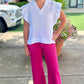 White Ruched Sleeve Gauze Top