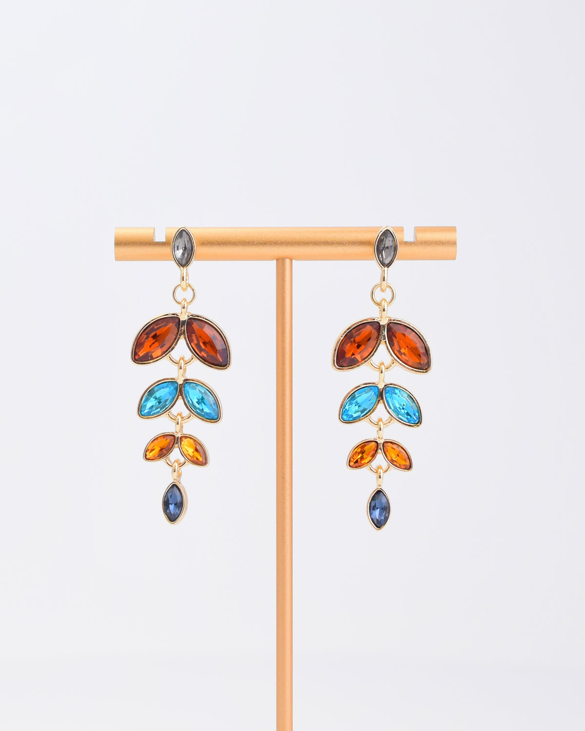 Multi Leaf Crystal Drop Earrings