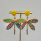 Multi Raffia Dragonfly Earrings