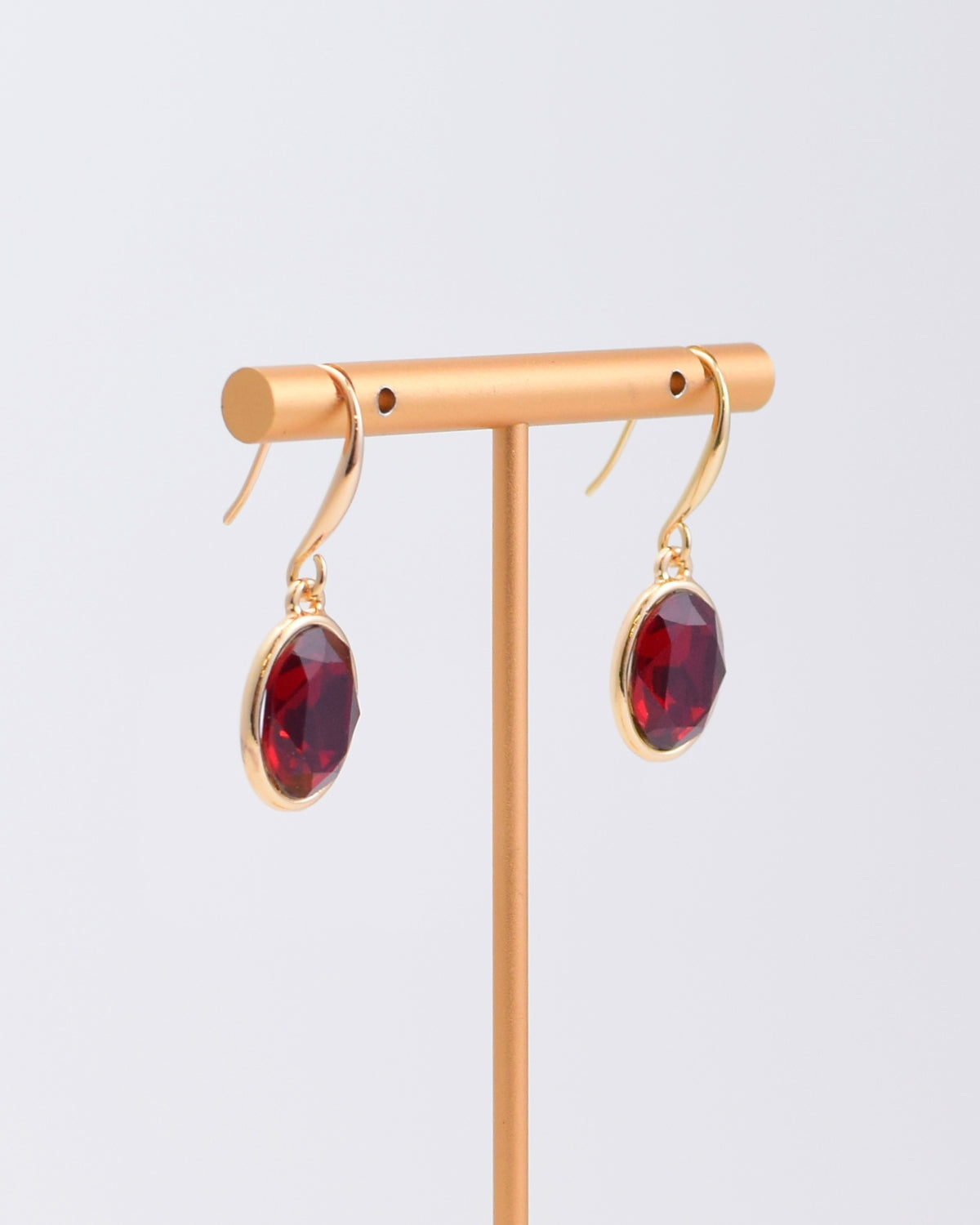 Red Oval Crystal Earrings