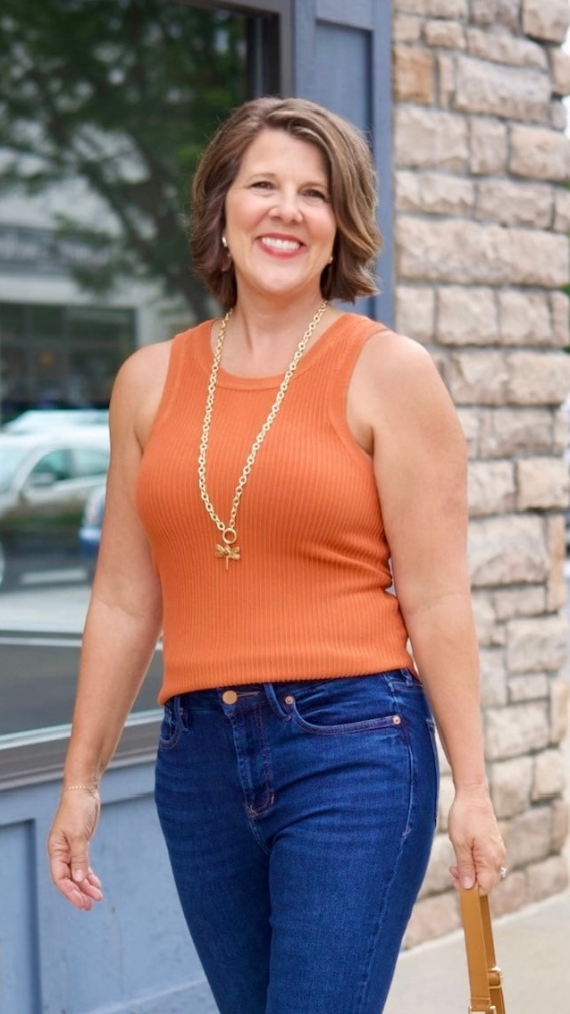 Another Love Cora Ribbed Tank - Pumpkin