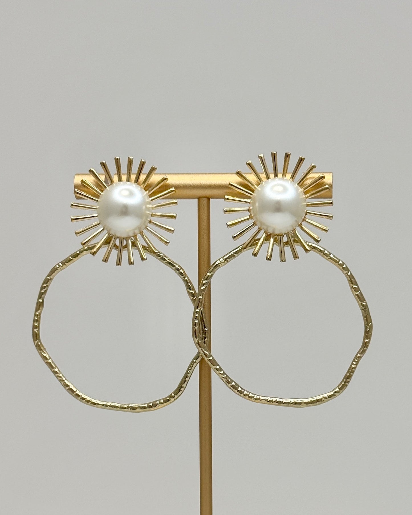 Pearl Sunburst Hoop Earrings