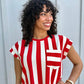 Kara Stripe Top - Red & White
