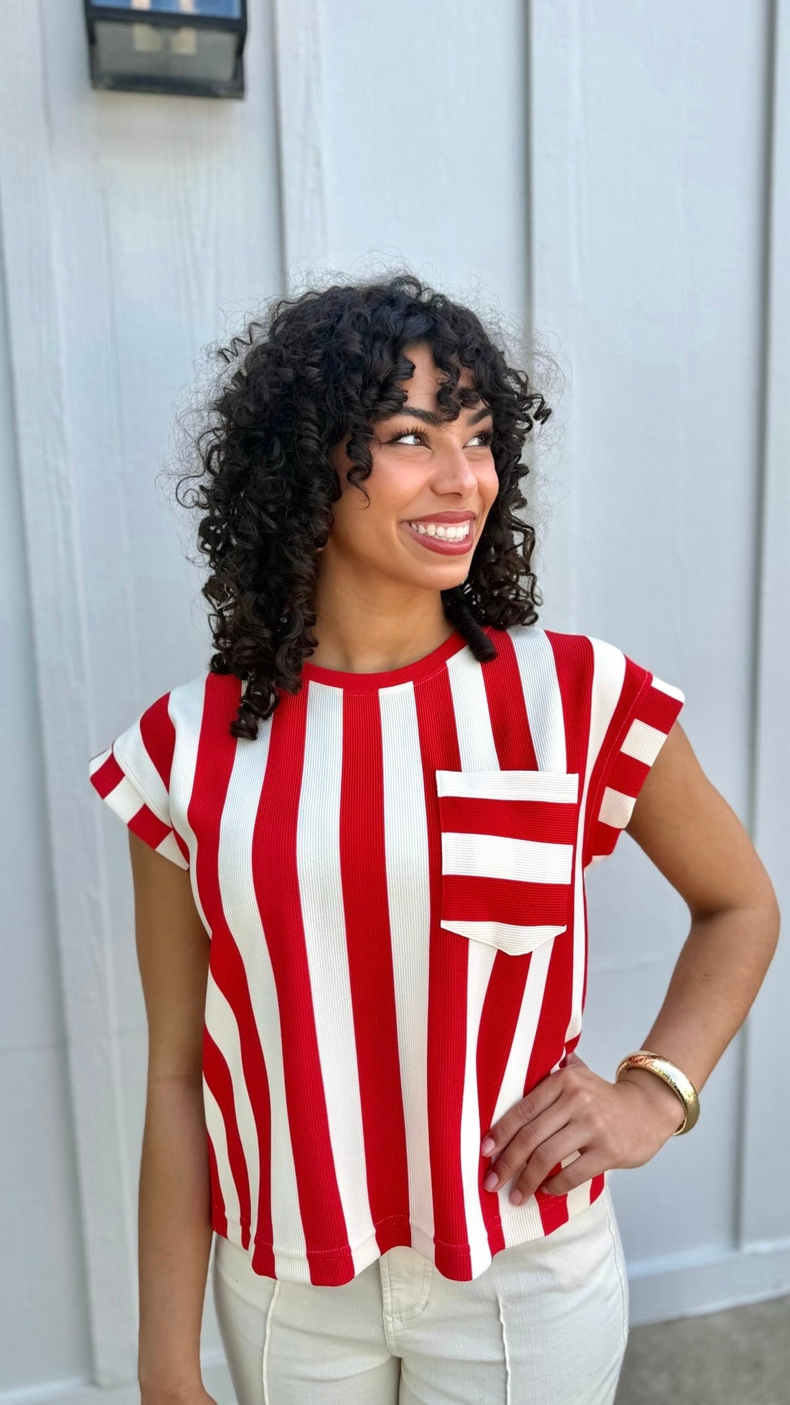 Kara Stripe Top - Red & White