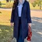 Navy Faux Suede Duster