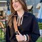 Aaliyah Leisure Quarter Zip Top - Black