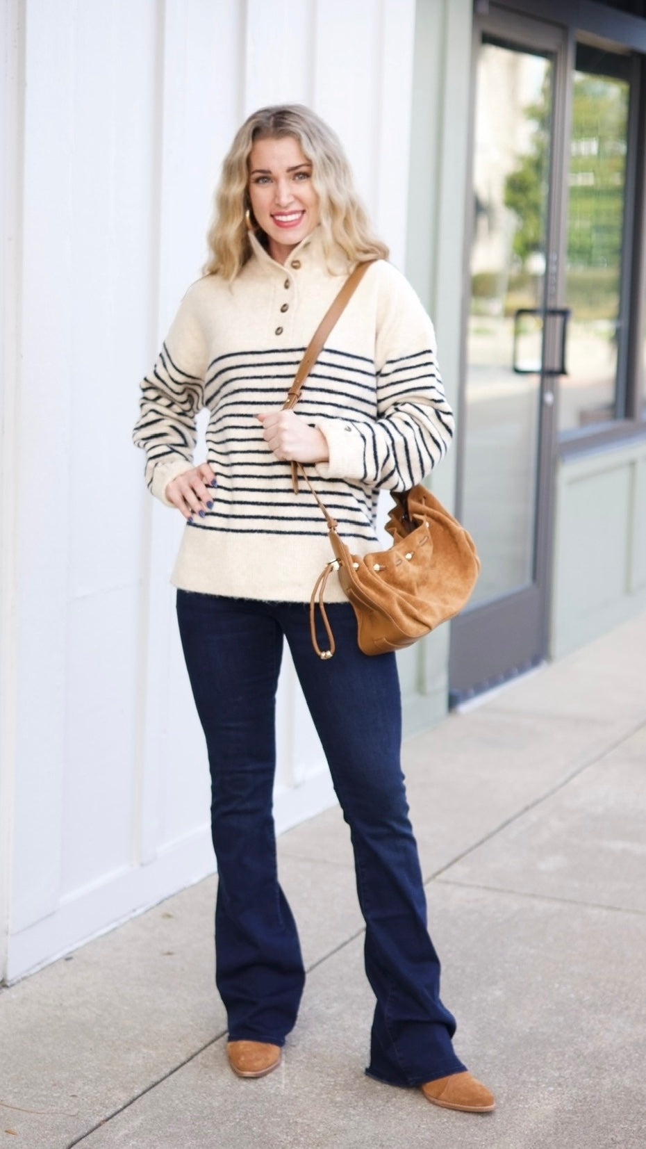 Hamptons Stripe Sweater - Ecru