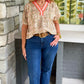 Celeste Collared Top - Rust & Olive