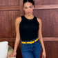 Mustard Skinny Leather Belt