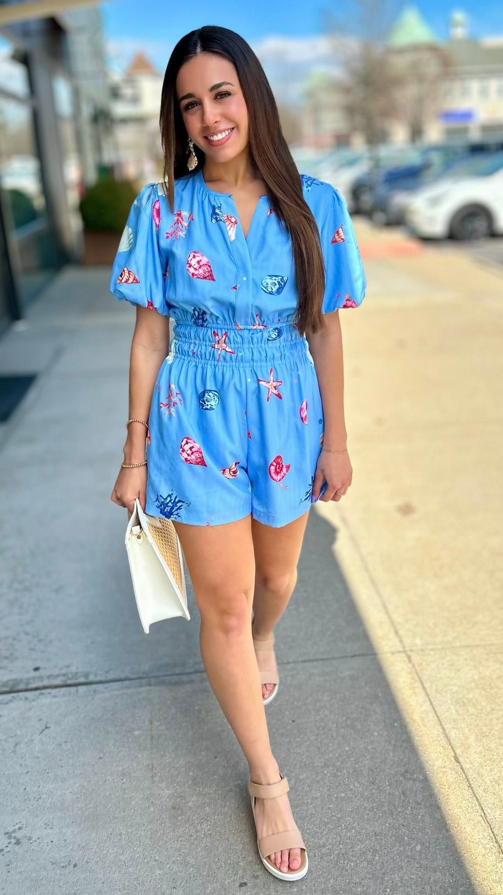 Seashell Romper - Light Blue