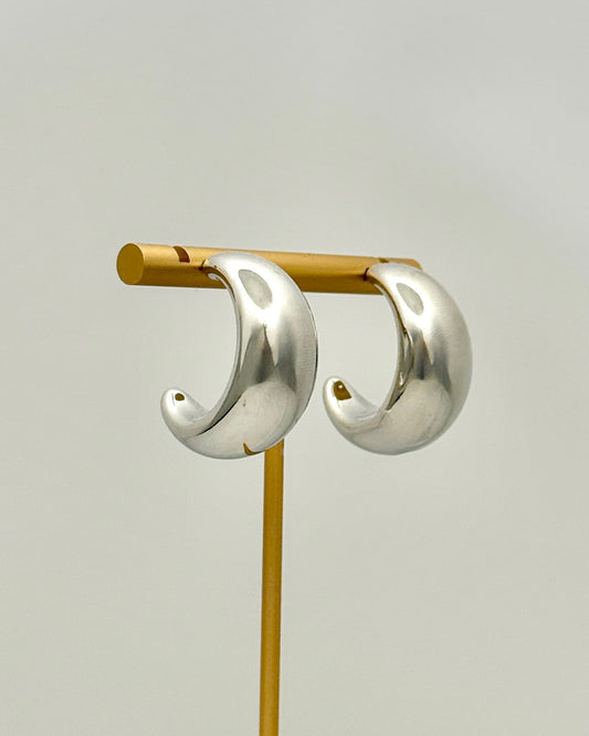 Puffed Silver Hoop Earrings