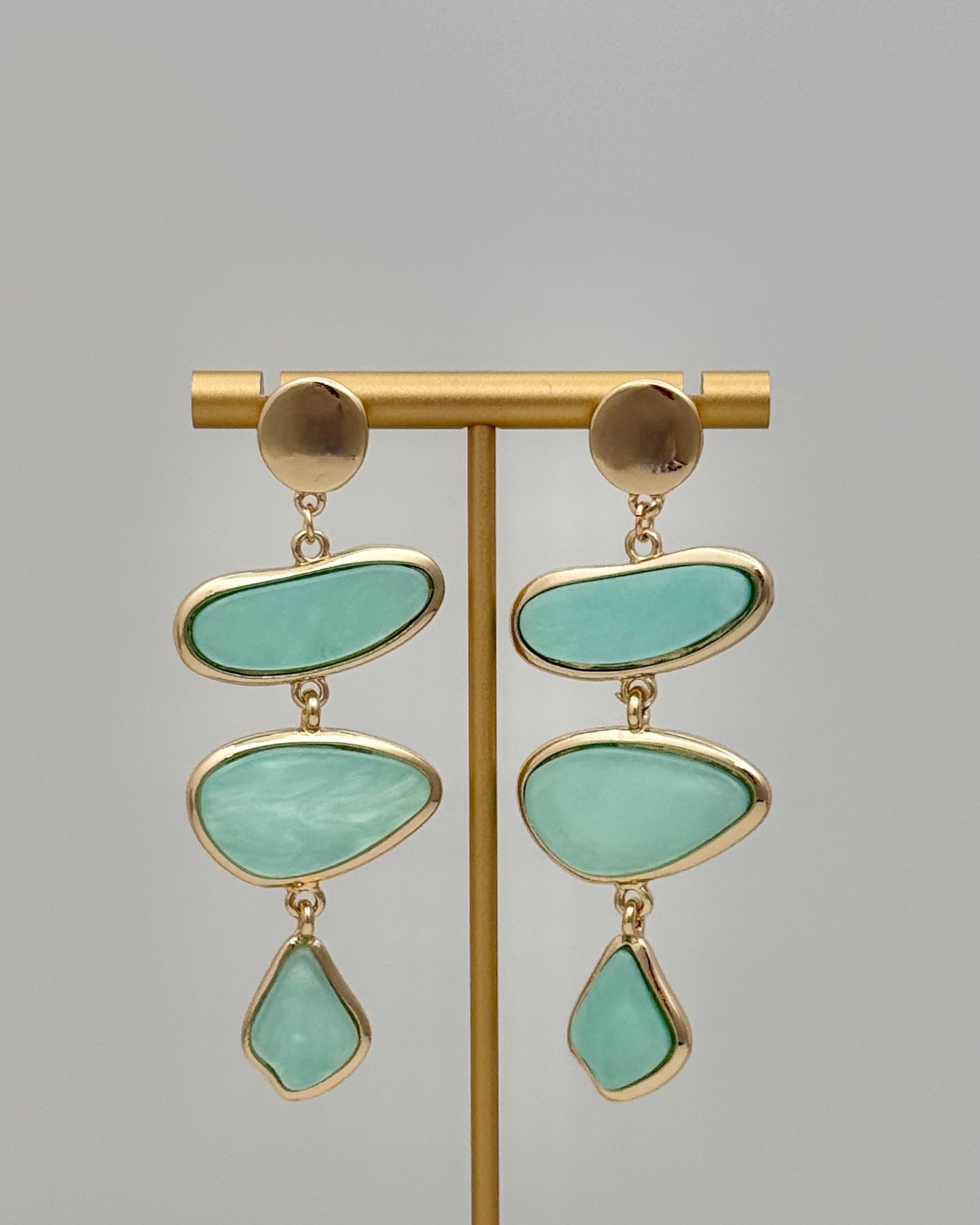 Triple Drop Earrings - Mint