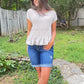 TIERED SMOCKED TOP - TAUPE