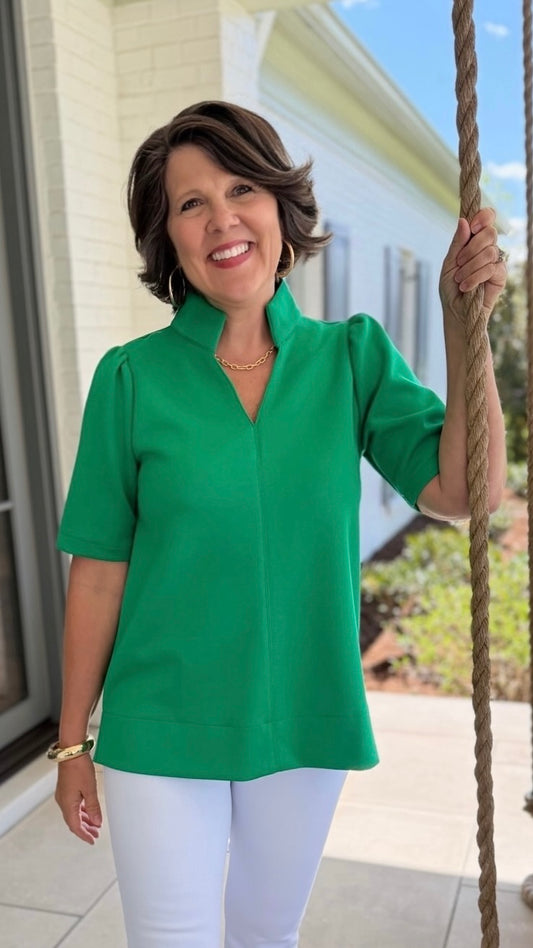 Carlyn Short Sleeve Top - Kelly Green