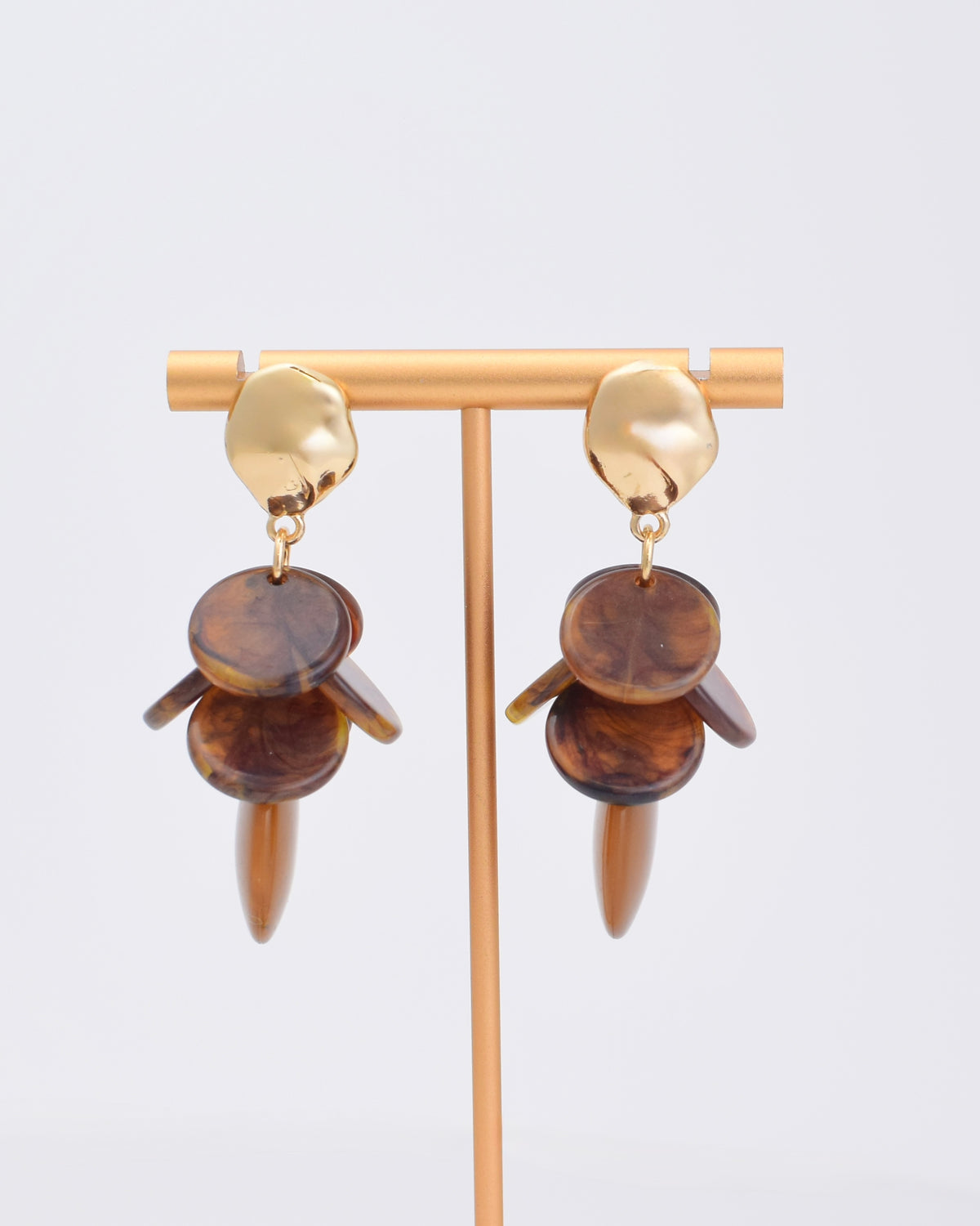 Brown Disc Drop Earrings