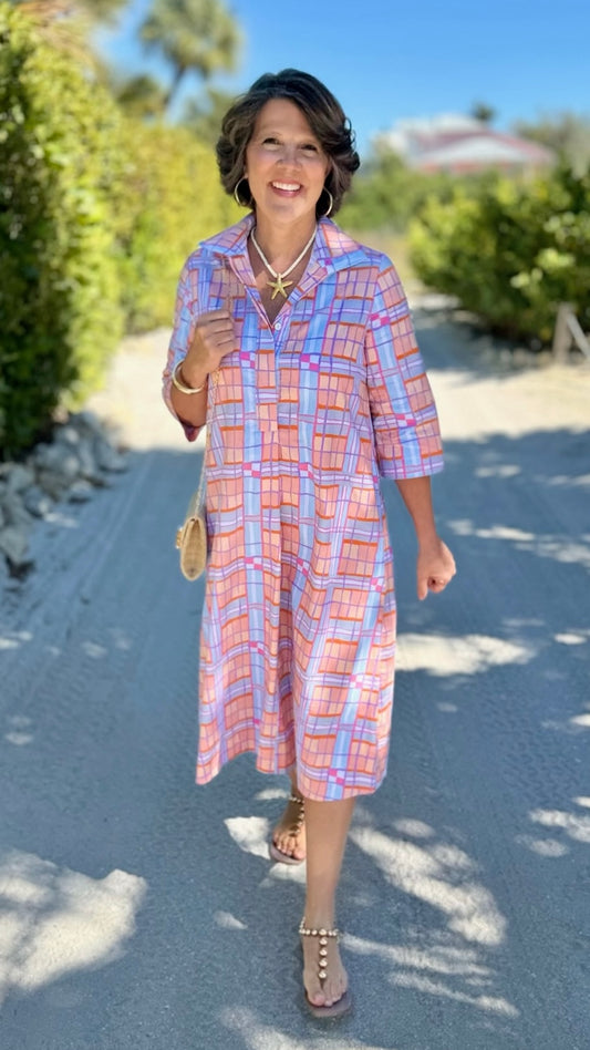 Uncle Frank Plaid Midi Swing Dress - Multi