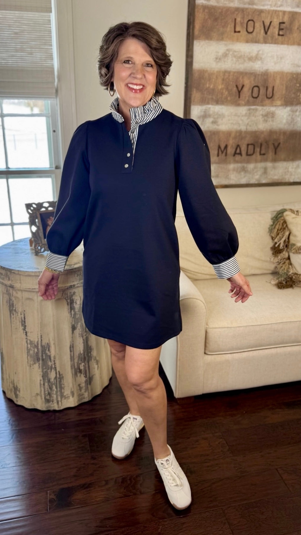 Julianna Long Sleeve Dress - Navy