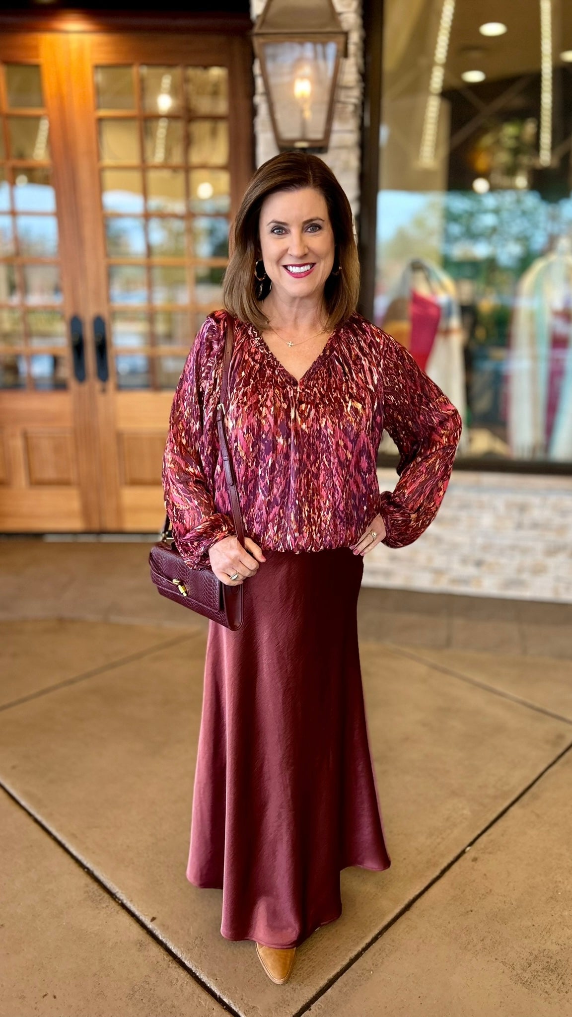 Dear John Piaf Top- Pomegranate