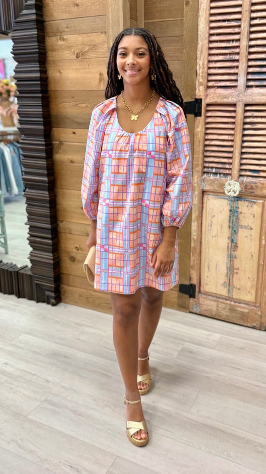 Uncle Frank Big Roses Dress - Plaid