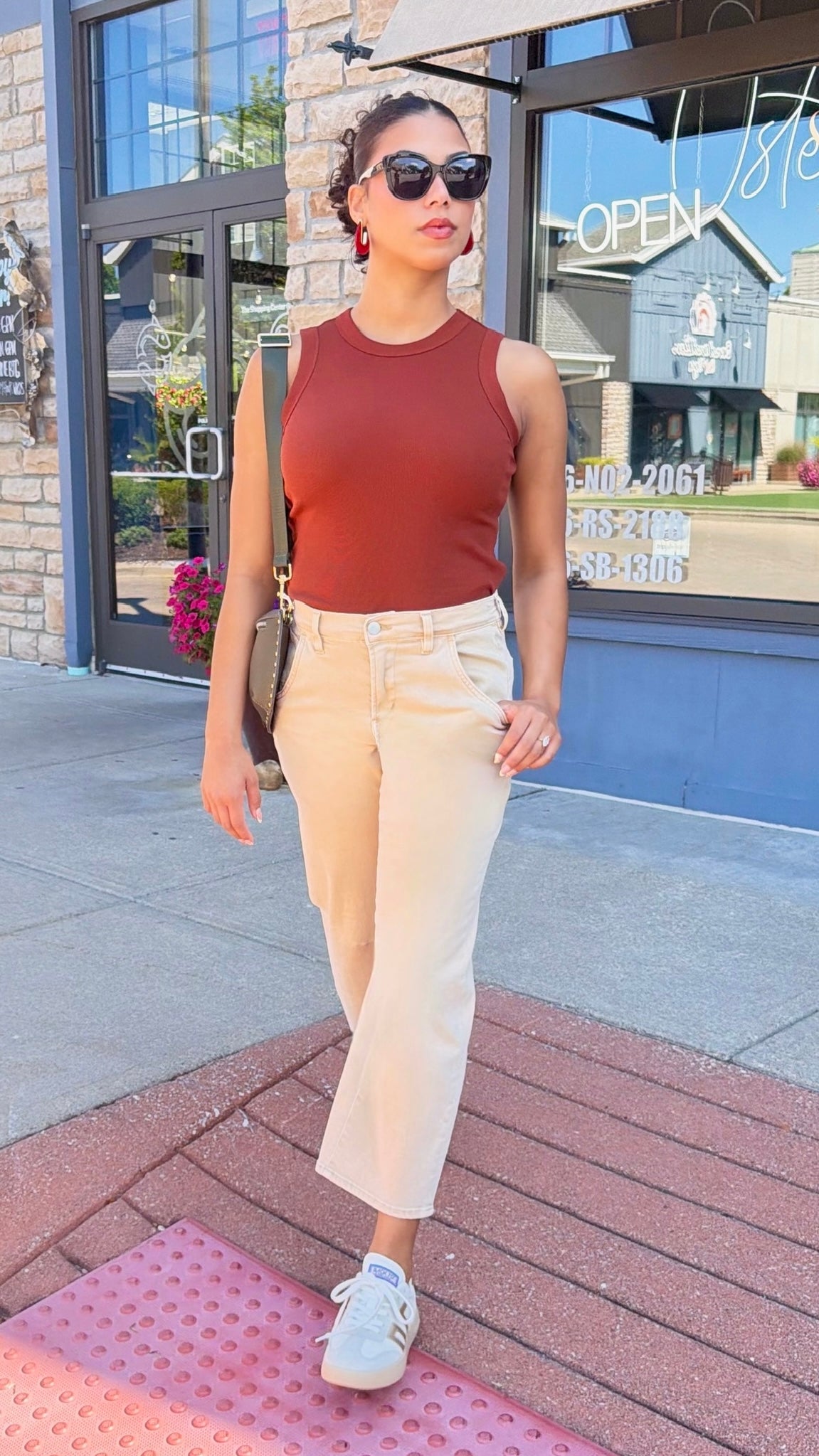 Naylani Knit Sleeveless Top - Brick