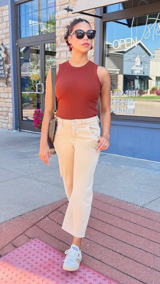Naylani Knit Sleeveless Top - Brick