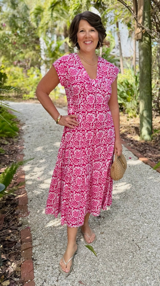 Uncle Frank Midi Dress - Hot Pink