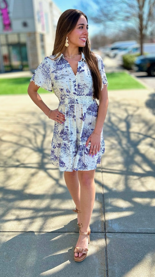 Tropical Breeze Short Dress - Ivory