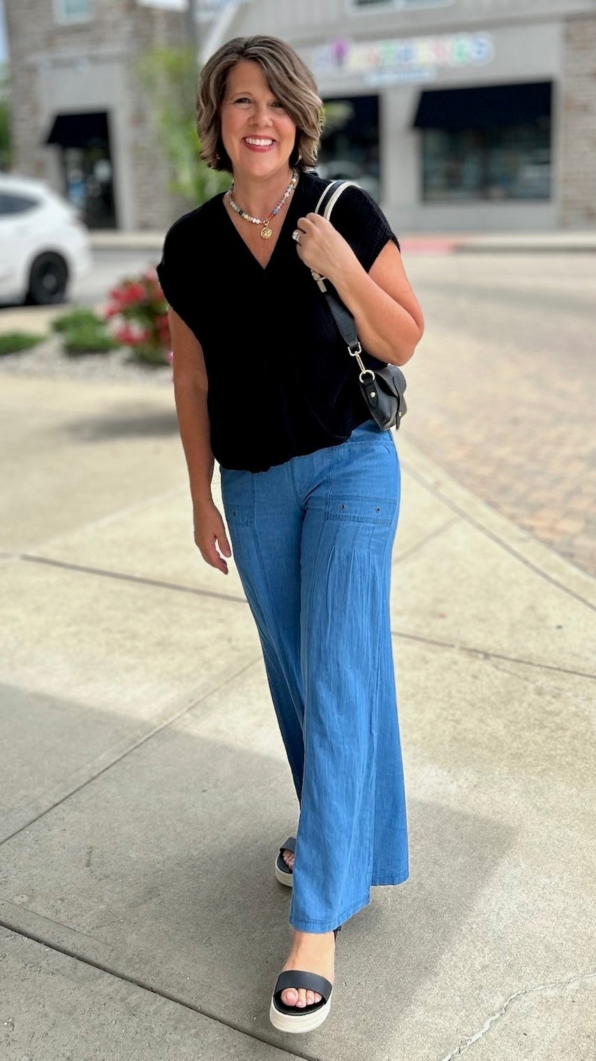 Florentine Wide Leg Pant - Light Wash