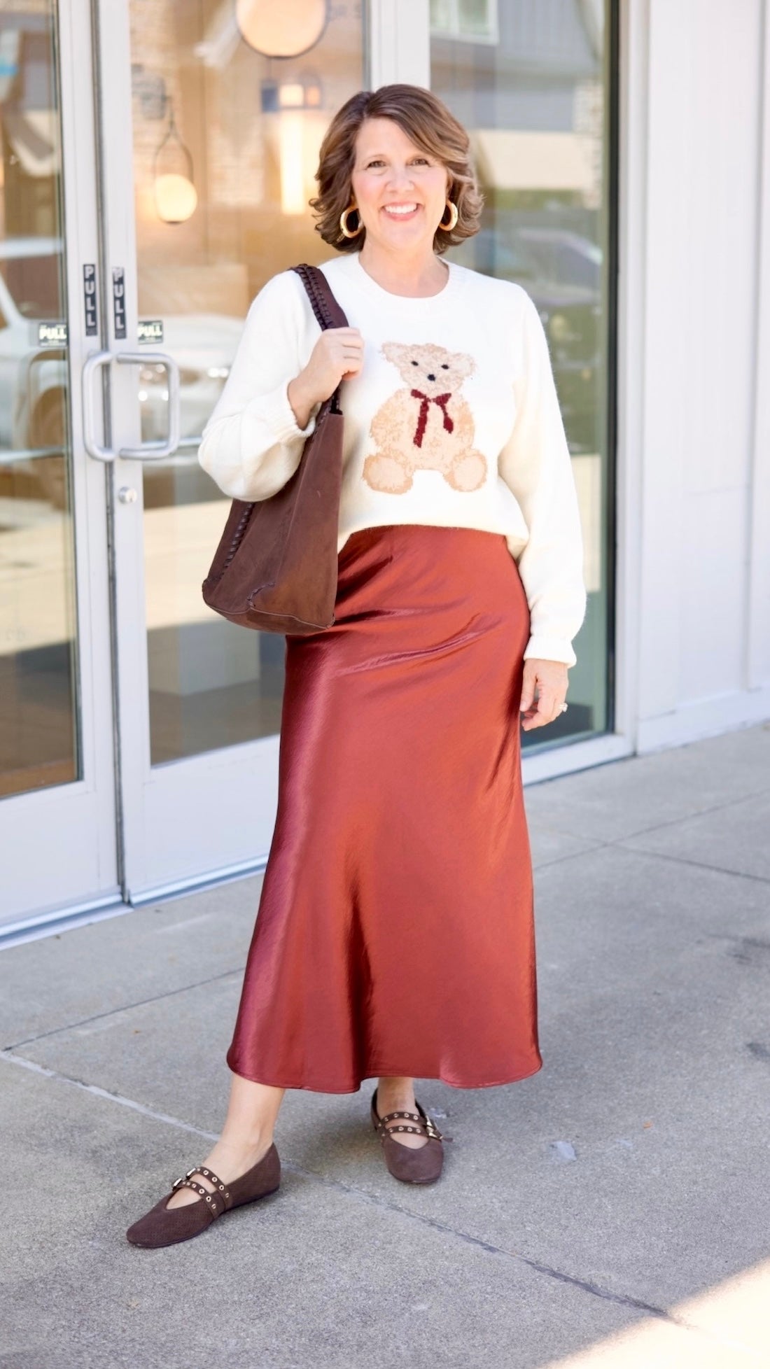 Sierra Satin Long Skirt - Burgundy