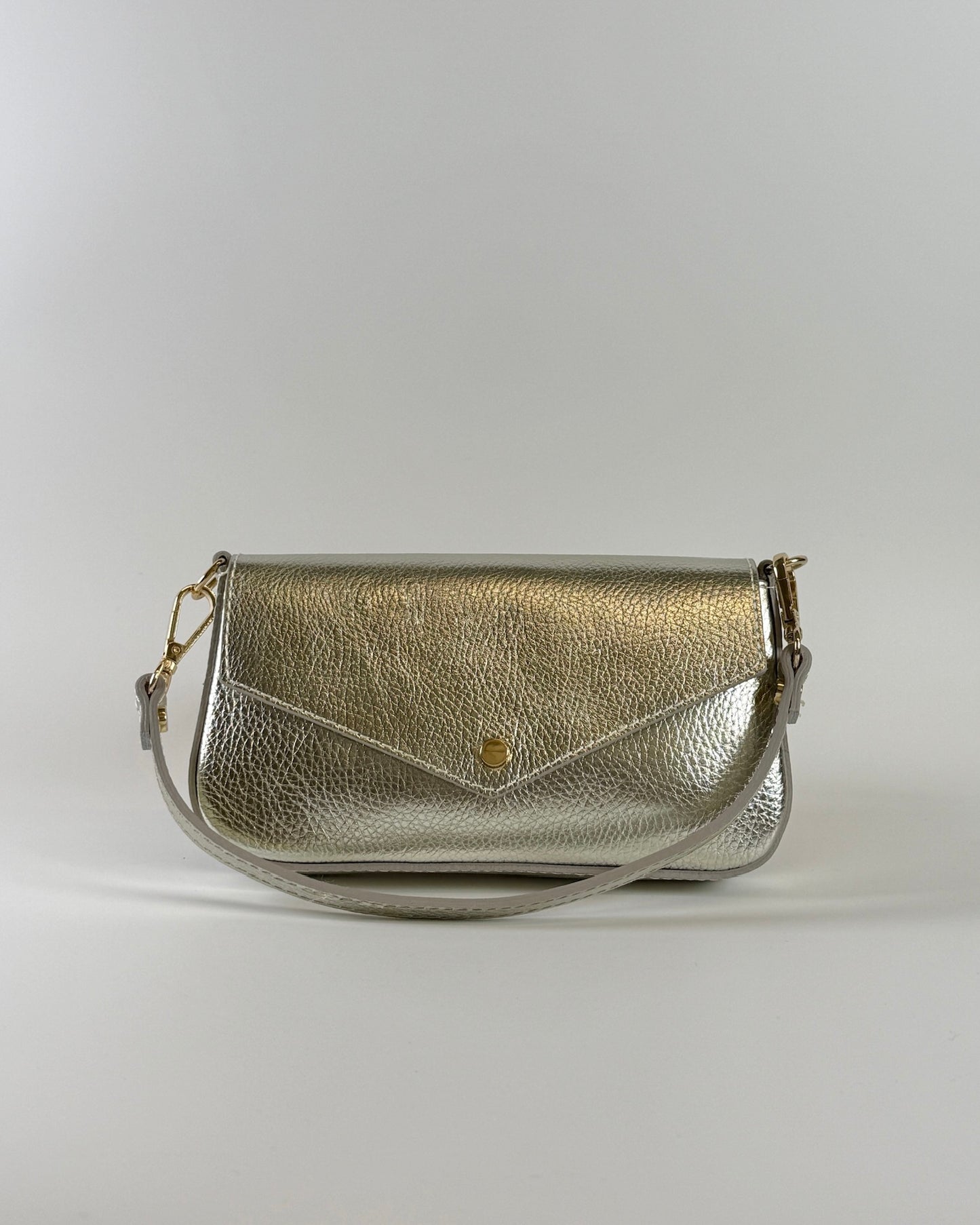 Italian Leather Handle & Crossbody - Gold