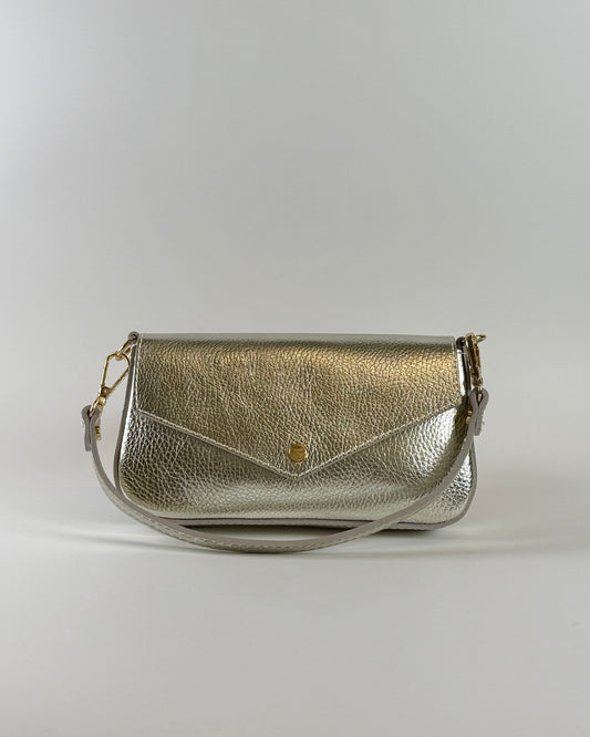 Italian Leather Handle & Crossbody - Gold