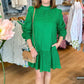 Lena Ruffle Neck Lined Eyelet Dress - Green