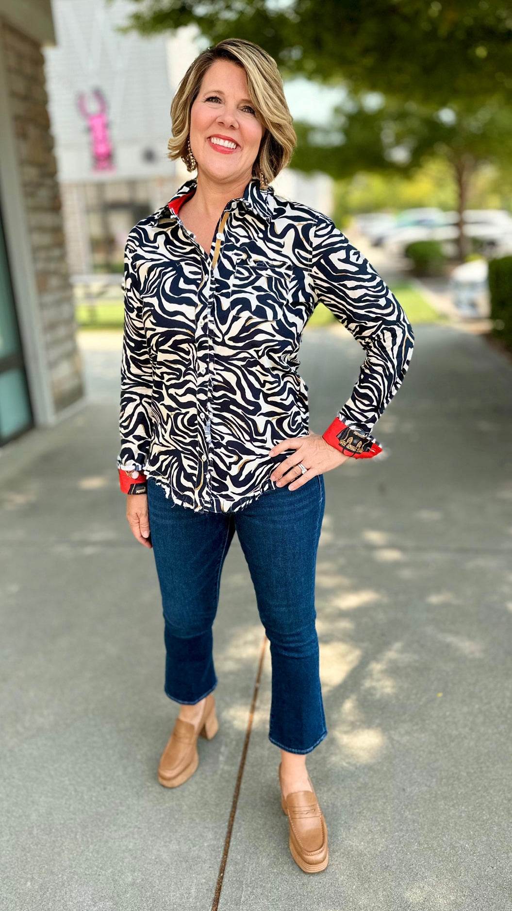 Dizzy Lizzy Black & White Zebra Print Blouse