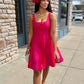 Madison Color Block Mini Dress - Red/Magenta