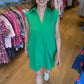 Lilian Ribbed Collared Dress - Kelly Green