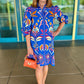 Ava Cobalt Ikat Dress