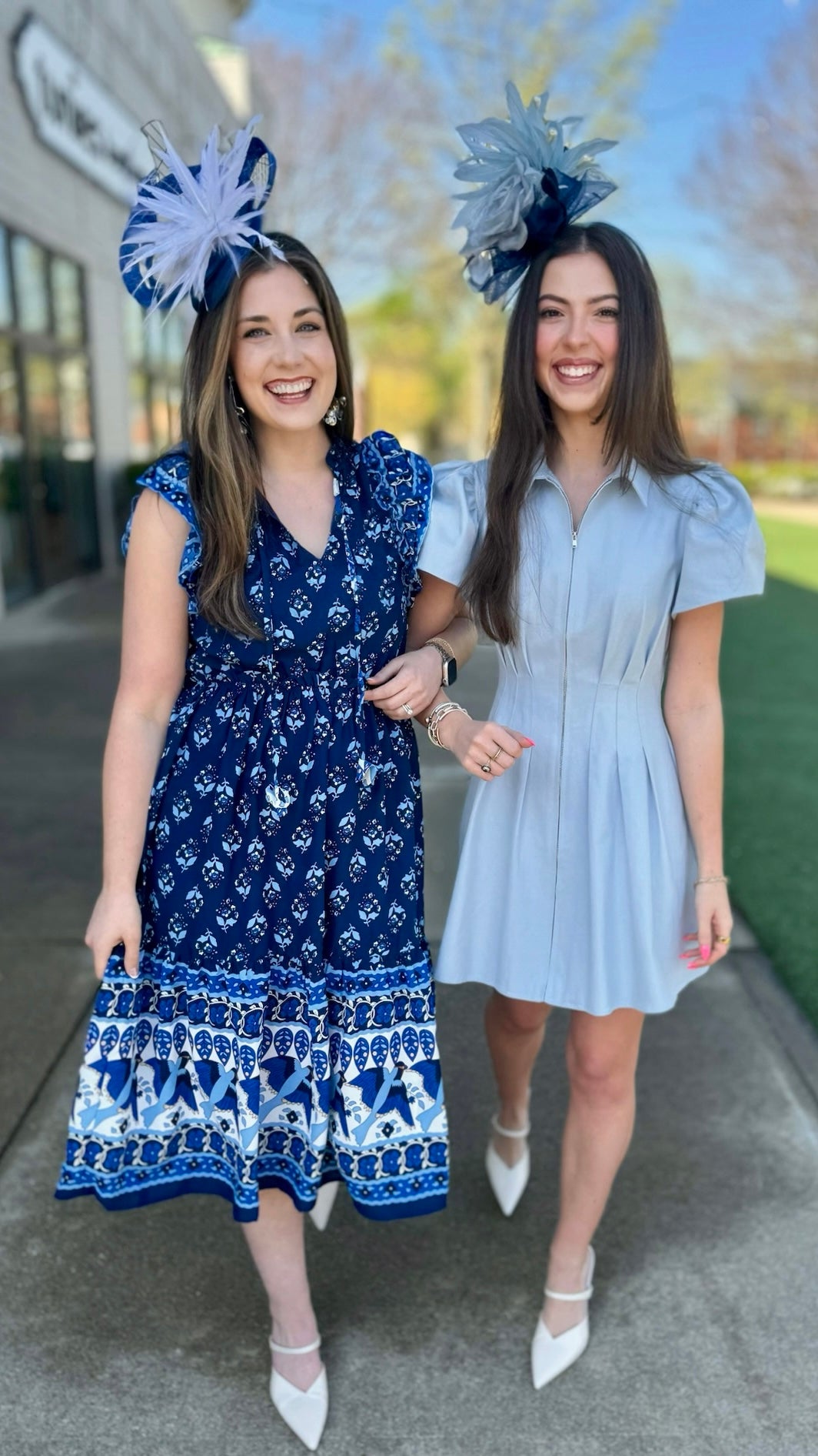 Aubrey Denim Pleat Waist Zip Mini Dress - Blue