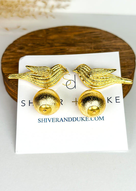 Shiver & Duke Gold Bird Earrings