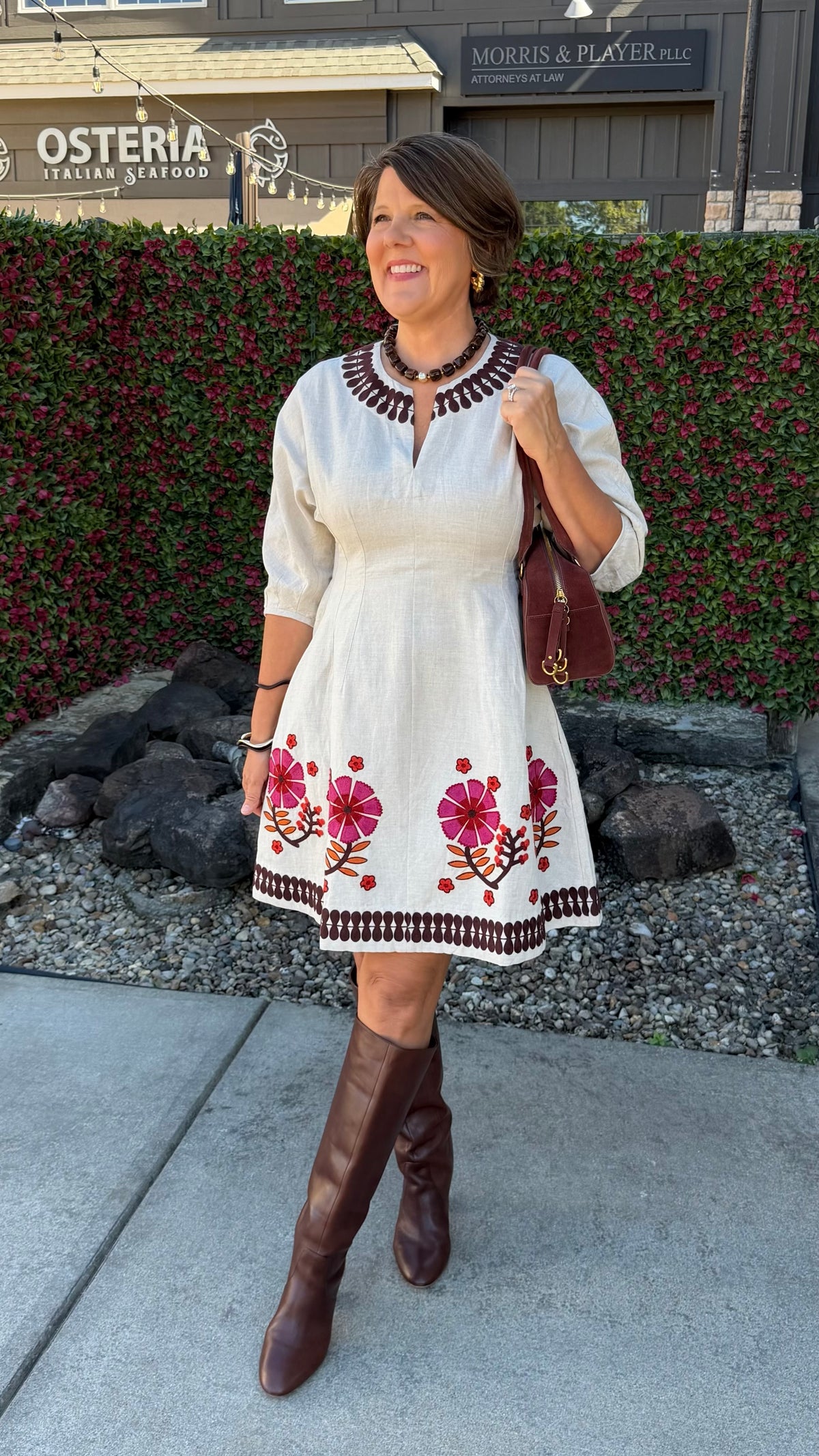 Uncle Frank Linen Border Embroidery Dress