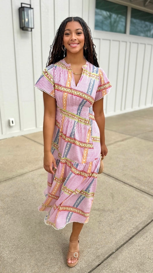Uncle Frank Patched Perfect Dress - Pink