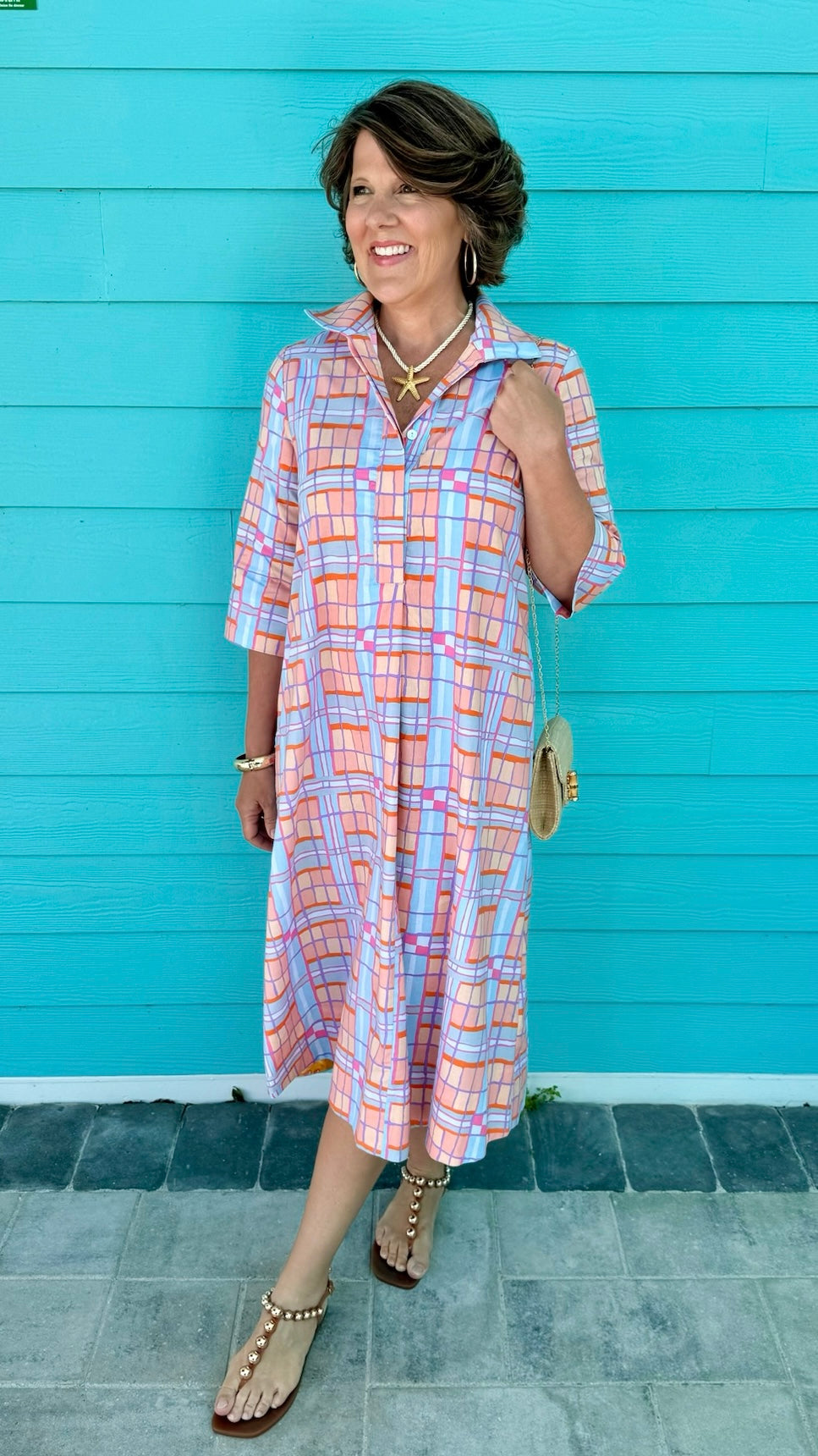 Uncle Frank Plaid Midi Swing Dress - Multi